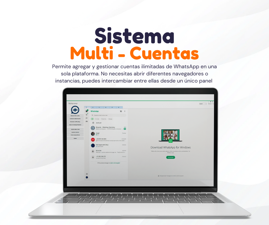 WAHammer es un software para Windows que combina varias funciones enfocadas en maximizar y automatizar el uso de múltiples cuentas de WhatsApp
