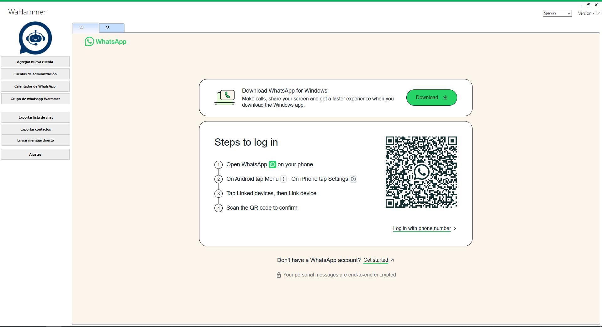Warmer Pro conversará automáticamente entre todas sus nuevas cuentas de WhatsApp que agregará en este software
